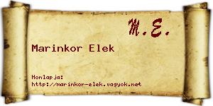 Marinkor Elek névjegykártya